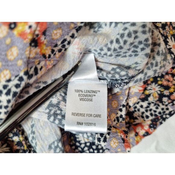 GARNET HILL Blouse Top Womens Sz L Blue Multi Square Neck 3/4 Balloon Sleeve - Picture 4 of 6